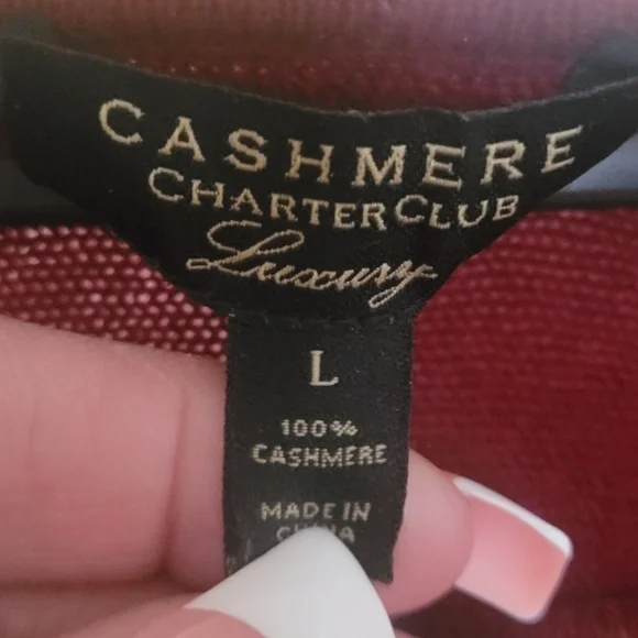 CASHMERE Charter Club Luxury Macy's Longsleeve Shirttail Sweater Top Size Large